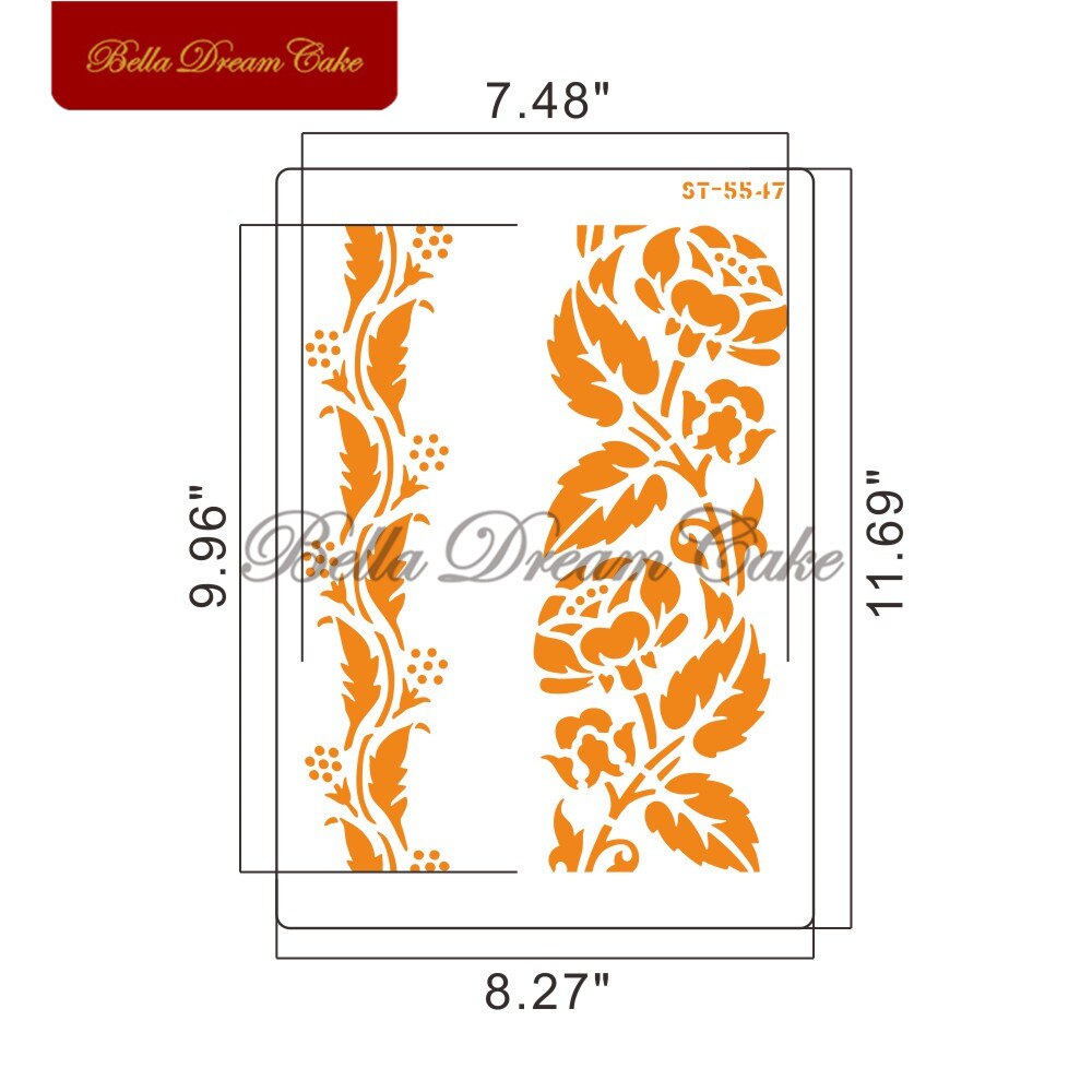 Flower Leaf Pattern Cake Stencil Plastic Layering Stencils DIY Scrapbooking Drawing Stencils Christmas Home Decoration Template: ST-5547