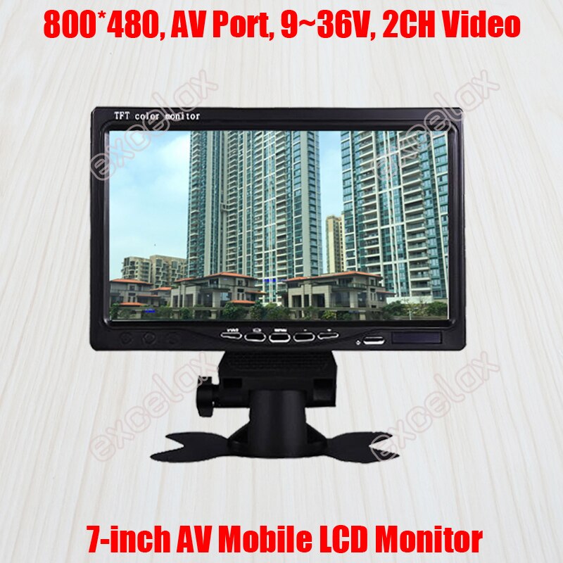 7-Inch 800x480 AV Poort 2CH Video Analoge Mobiele Monitor 7 "Lcd-scherm Voertuig Vrachtwagen Auto reverse Achteruitrijcamera CCTV Surveillance