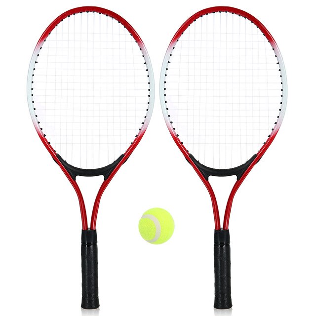 Raquette de Tennis pour adolescents, en Fiber de carbone, matériel supérieur en acier, avec 2 raquettes pièce/ensemble et balle libre: Rouge