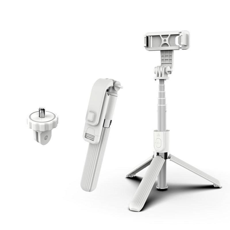 Selfie stick gimbal stabilisator bluetooth justerbar stativ til mobiltelefon iphone android: Hvid
