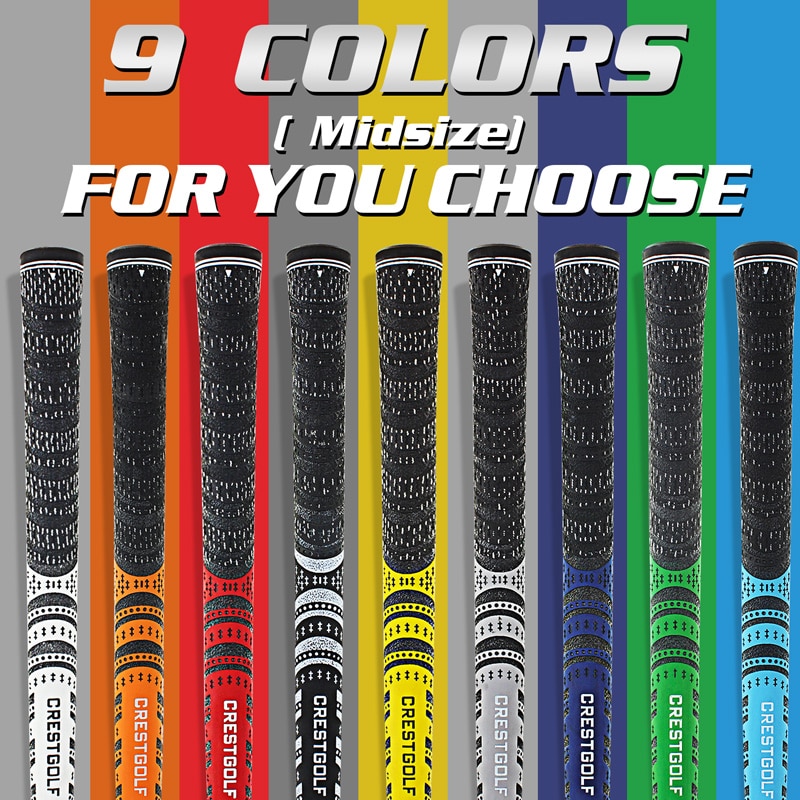 CRESTGOLF Multicolor peso ligero antideslizante de goma tamaño mediano Iron Golf Club Grips