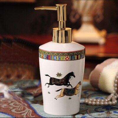 Soap Dispensers Ceramic Emulsion Dispensing Bottle Preser Portable Soap Dispensers Perfume Hand Shower Gel Shampoo Bottle 400ML: Style 7
