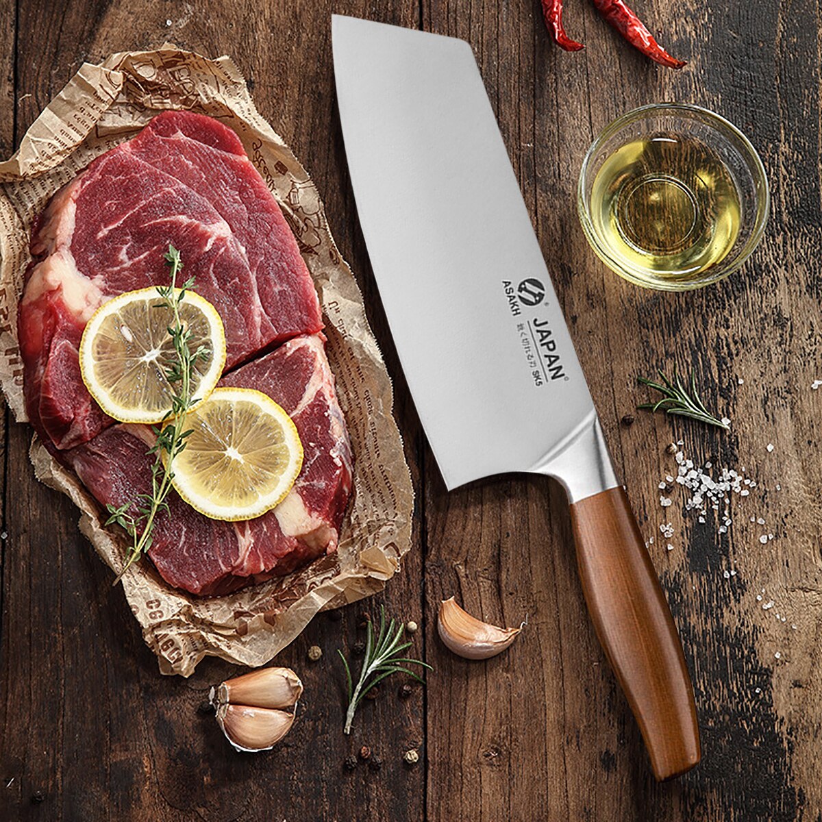 Roestvrij Staal Japanse Keukenmes Hakken Dual-Purpose Koksmes Slagersmes Slagersmes Vlees Cleaver Koken Gereedschap