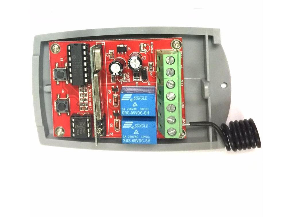 2 Kanaals Draadloze Garagedeur Afstandsbediening Ontvanger, 433Mhz DC12V/24V Rolling Code Ontvanger