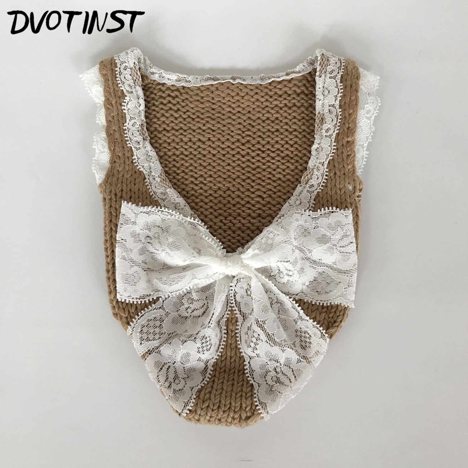 Baby Photography Props Crochet Knitted Newborn Lace Bodysuit Clothes Romper Fotografia Accessories Infantil Studio Shoot Photo: Kakhi
