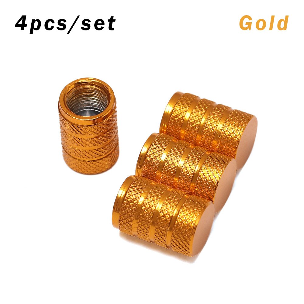 1/4Pcs Universal Dustproof Aluminium Alloy Bicycle Cap Wheel Tire Covered Car Truck Tube Tyre Bike Accessories: Gold