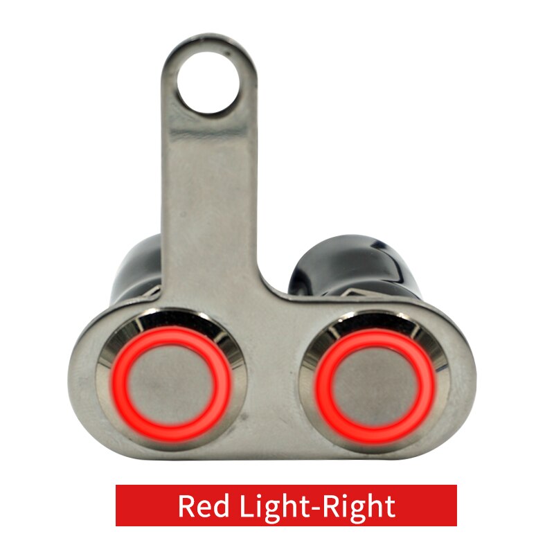Stainless Steel Motorcycle Switch ON-OFF Handlebar Adjustable Mount Waterproof Switches Button DC12V With LED Light: Red Light(Right)