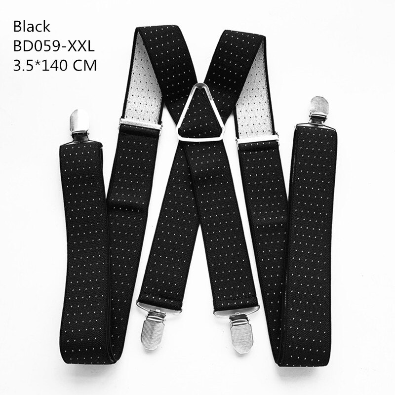 Solid Color Unisex Adult Suspenders Men XXL Large Size 3.5 cm Wide Adjustable Elastic 4 Clips X Back Women Trousers Braces Party
