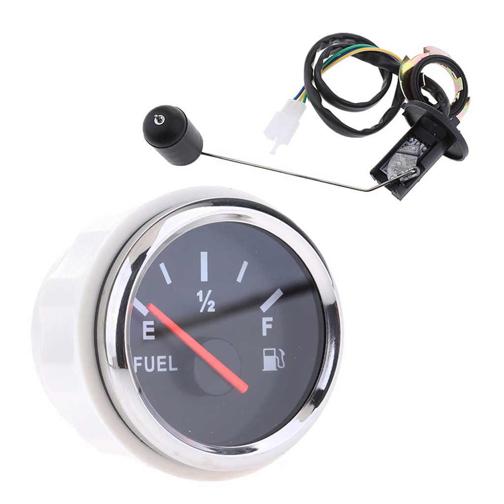 52mm Fuel Level Gauge Meter + Fuel Sensor E-1/2-F Pointer Trim Kit