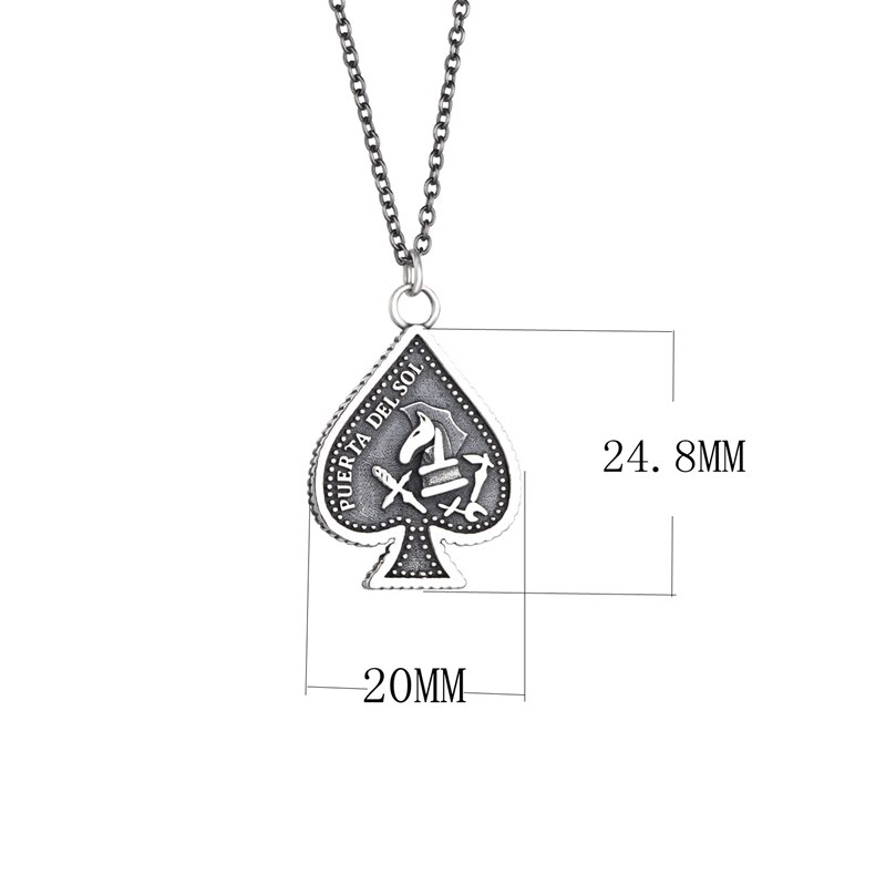 Moonmory 925 Sterling Zilver Play Card Hart Hanger Ketting Voor Mannen Grote Thai Zilveren Speelkaarten Lange Ketting Vintage Stijl