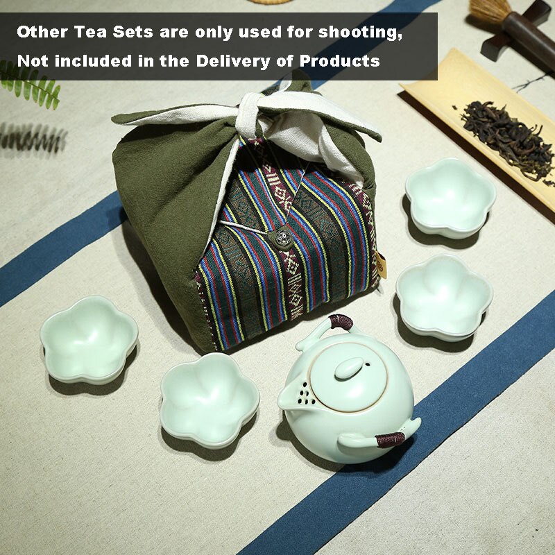 Japanese Style Portable Travel Tea Set Teaware Storage Bag For 1 Teapot 3 Teacup / 4 Tea Cups Outdoor Quick Cup Handbag Package