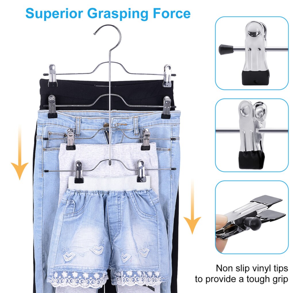 Multi-Functional Skirt Hanger 4 Tier Pants Holder Clip Steel Adjustable Space Saving Trousers Hanging Rack Clothes Storage Rack