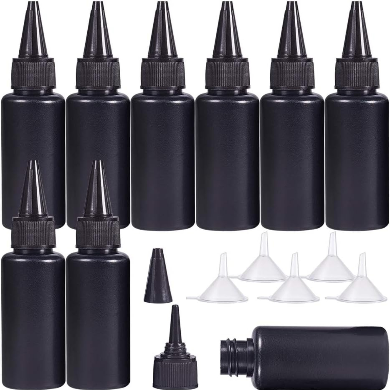 10 Stuks Lege Plastic Zachte Fles Zwarte Hdpe Cilinder Met Draai Puntige Top Lichtdichte Lijmflessen Voor Uv Hars, Lijm, Vloeistoffen
