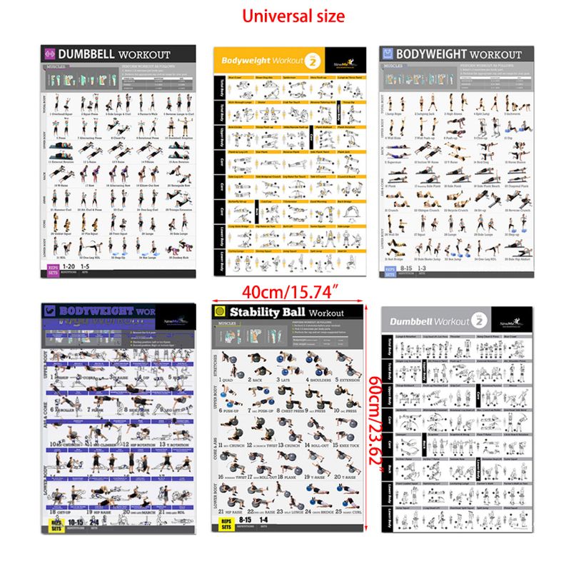Oefening Workout Poster Lichaamsgewicht Yoga Workout Stabiliteit Bal Halter
