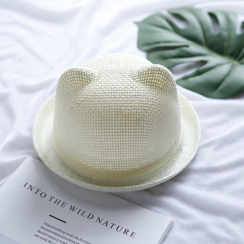 Nette Baby Hut Mit Ohren Sommer Stroh Mesh Baby Mädchen Junge Hut Kinder Snapback Baseball Cap Kinder Strand Sonnenhut