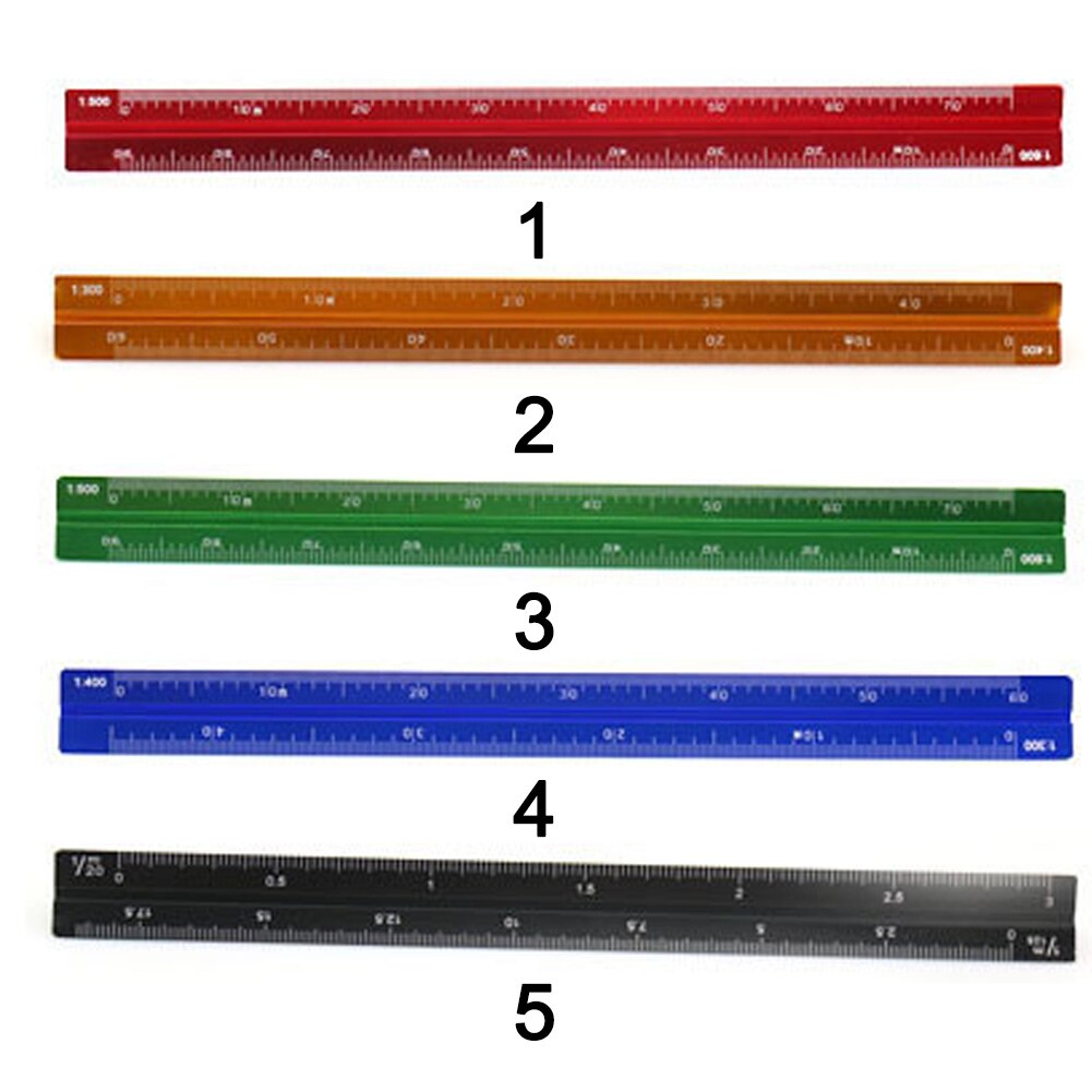 Scale Ruler Small Proportion Office Supplies Multifunctional School Measuring Tool Triangular Colorful Ruler Aluminum