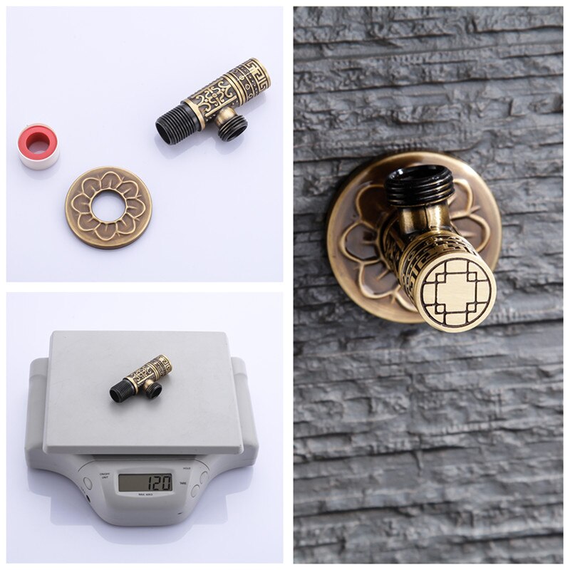 Carved Wall Mount Angle Valve Toilet valve kitchen Sink Taps Triangle valve Cold Mixer Accessories Standard G1/2 Threaded