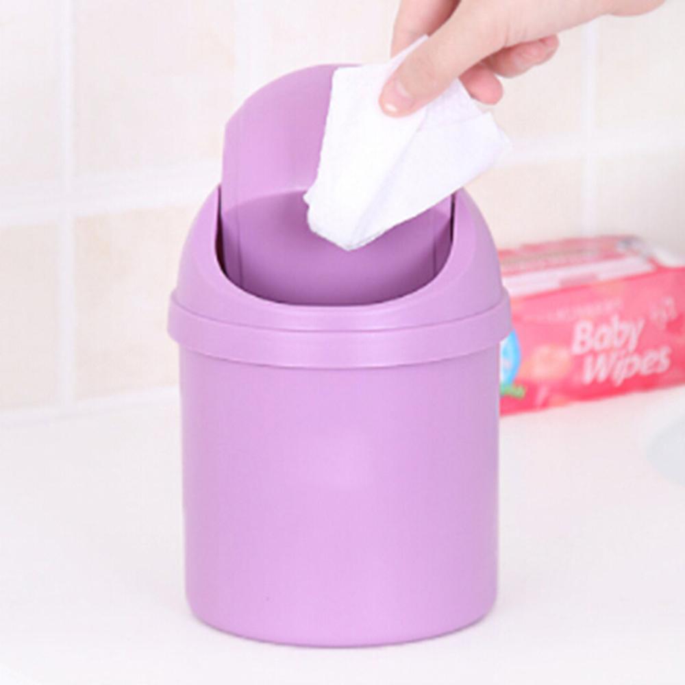 Mini Poubelle Trash Can Dustbin Desktop Garbage Basket Plastic Office Table Trash Waste Bin With Lid Sundries Barrel Box L35