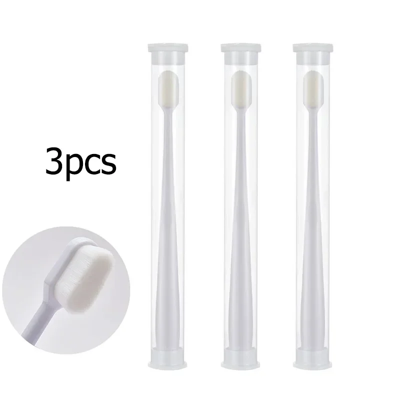 3pc ultra-fino escova de dentes macia adulto escova de dentes limpeza profunda portátil viagem escova de cuidados dentários clareamento oral dentista: Vermelho