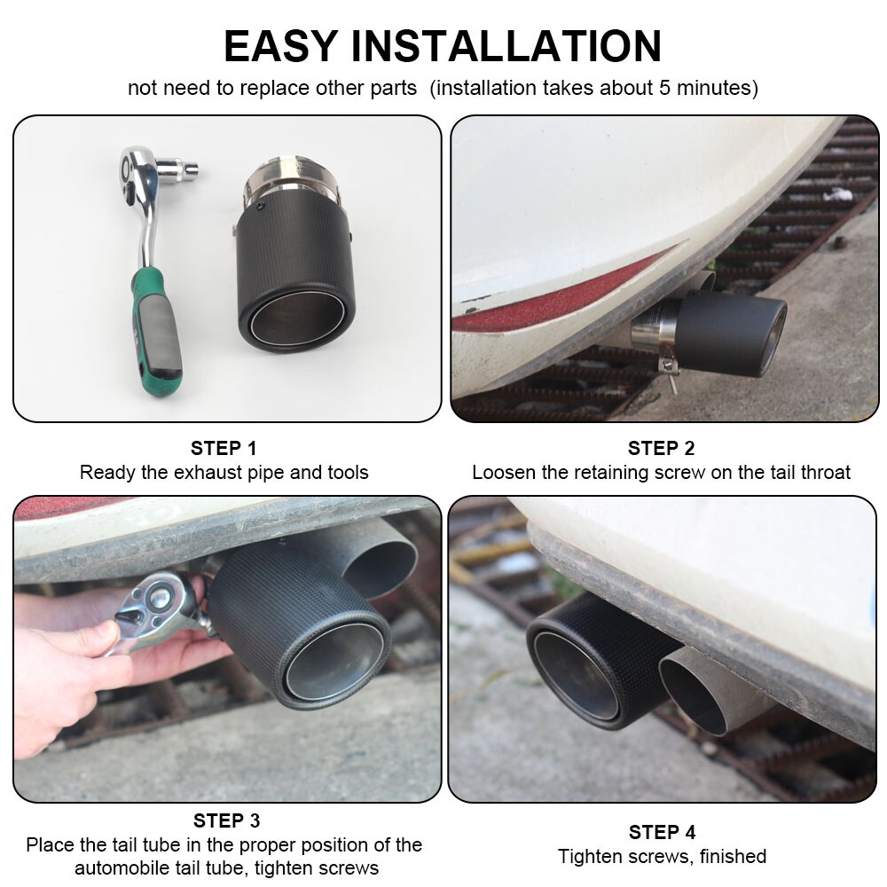 G-Części czarny samochód błyszczący węgiel błonnik walcowanie krawędź stal nierdzewna AK ogon układ wydechowy rury tłumik tylny końcówki uniwersalny