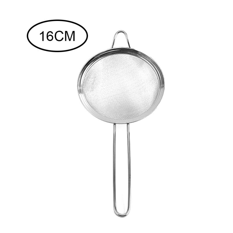 Kjøkken matlagingsverktøy 304 rustfritt stål kjøkken mel sil håndholdt skjerm netting sil mel sil olje sil dørslag 1: 16cm