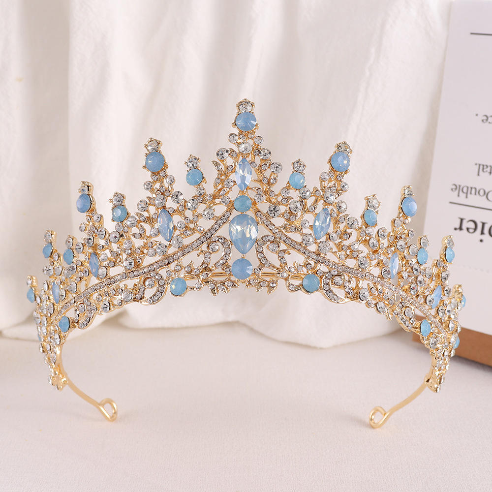 Tiaras nupciales de cristal de ópalo de Reina de princesa barroca, coronas, tocados elegantes de lujo, diadema, vestido de pelo de boda, accesorios de joyería