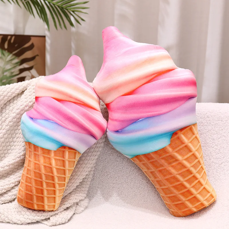 Soft Plush Stuffed Doll Toys Pillow 3D Sweet Ice Cream Pillow Cushion Car Waist Support Cushion