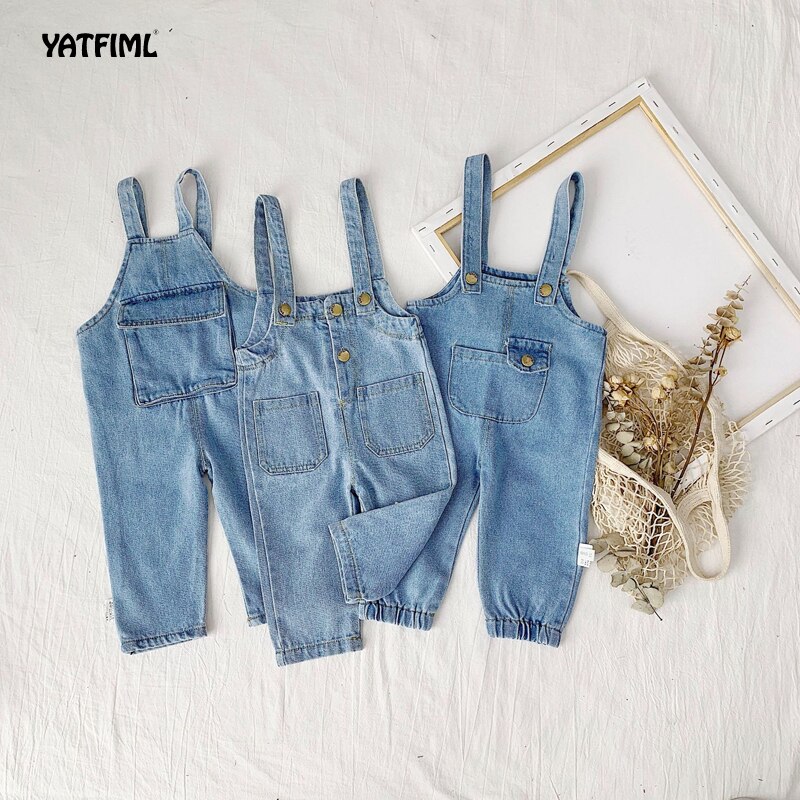 YATFIML Peuter Jongens En Meisjes Jeans Jumpsuit Herfst Kids Kleding Kinderen Denim Overalls Baby Broek Rompertjes
