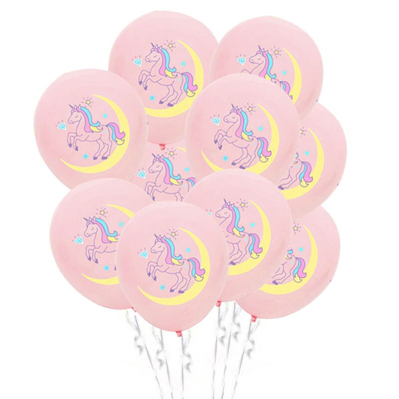 10 stk / parti enhjørning latex ballon piger fødselsdag baby shower konfetti helium balloner hest fødselsdag dåb fest dekoration forsyninger: 10 stk sæt a