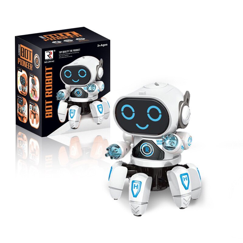 [sjovt] meget sødt dyr elektronisk kæledyr lys musik dans blæksprutte robot legetøj gå lyd hav liv dukke børn baby: Hvid