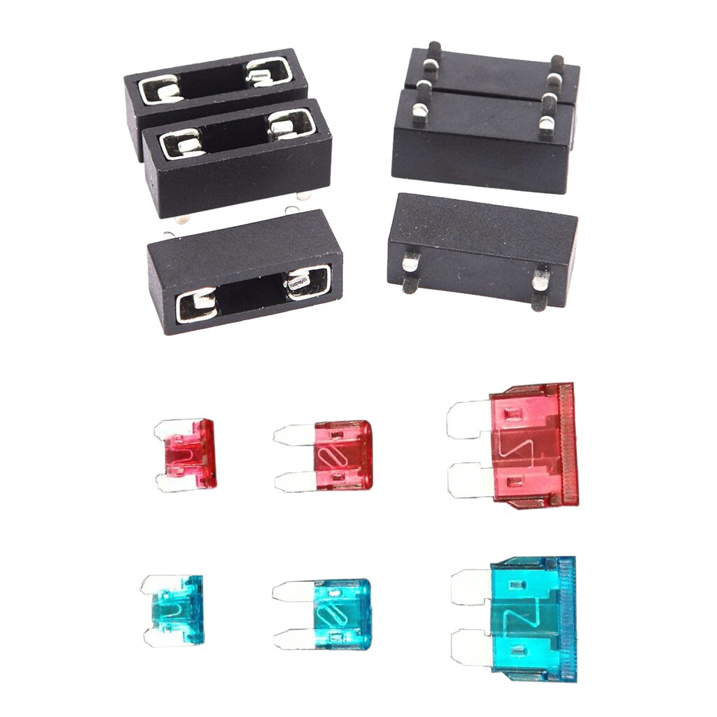 6Pcs 6 X 20mm Fuse PCB Panel Mount Holder + 10A 15A Mini Small Fuse Kit