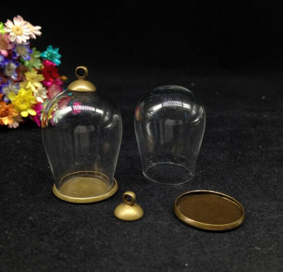 Cloche ovale arc de shap 5 pièces | Bouteille de souhait, bocaux de base classique, bouchon de verre, collier pendentif, globe de verre, dôme de bulle: bronze classic cap