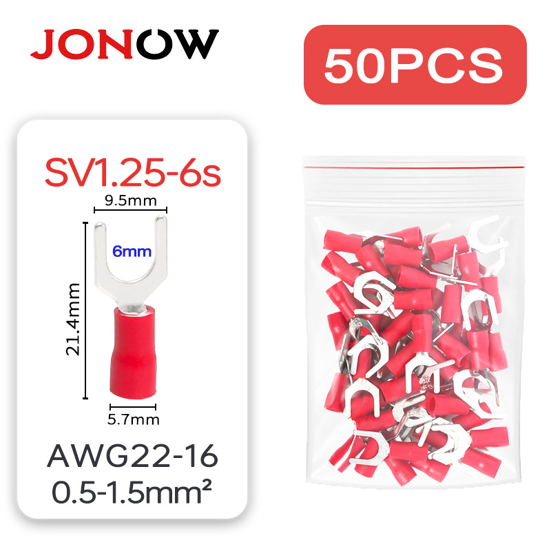 50PCS Fork Crimp Terminal Electrical Wire Connectors Spade Lugs Quick Splice Cables Insulation Shoe Plugs For Connection Screw: Brown