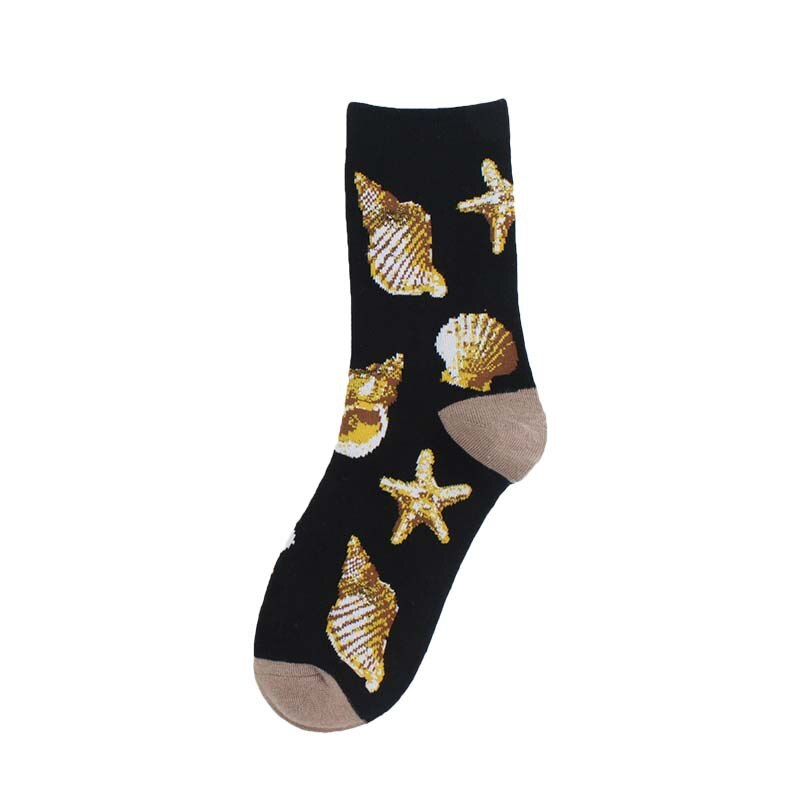 Harajuku Happy Socks para mujer divertidos dibujos animados Rana perro Concha ballena mariposa patrón transpirable calcetines de algodón para mujer: 5