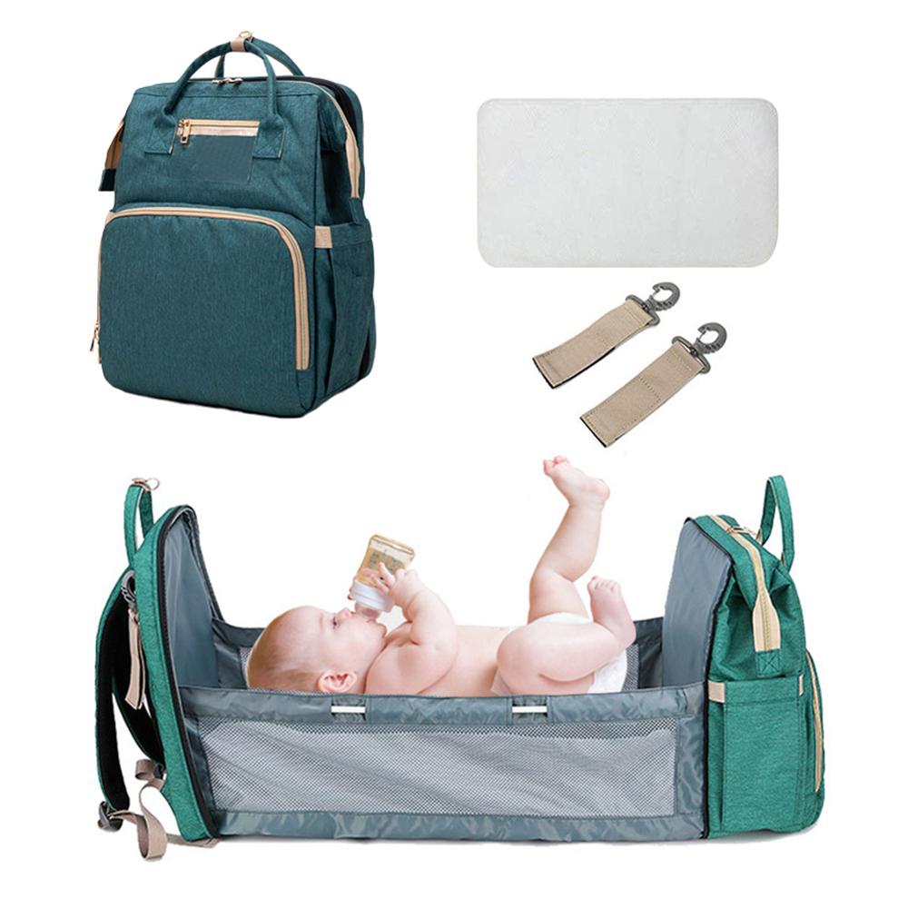 Baby Luiertas Rugzak Bed Wieg Baby Slaapzak Voor Reizen Bed Luier Pad Wandelwagen Organizer In Voorraad: C Dark Green