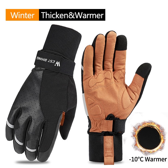WEST BIKING Winter Sport Gloves Thicken Lengthen Warm Cycling Equipment Men Women Outdoor Skiing MTB Bike Motorcycle Gloves: L