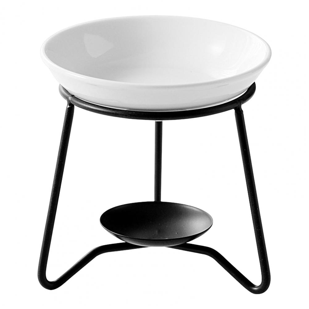 Vela de cera de hierro para quemador de aceite esencial, soporte para Tealight, ayuda para dormir, resistente al calor quemador de aceite esencial, suministros para el hogar: Negro
