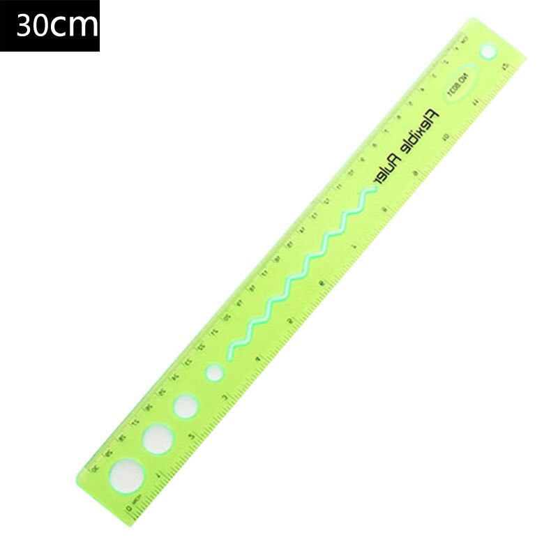 30cm Super Soft Ruler Flexible Straight Ruler Plastic Drawing Tools Cute Study Supplies for Student Kawaii Stationery: Green