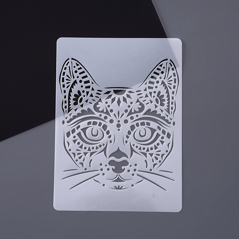 Animal Series Hollow Painting Stencils A4 Lace Ruler Drawing Template Stencils for Diy Scrapbooking Plastic: cat