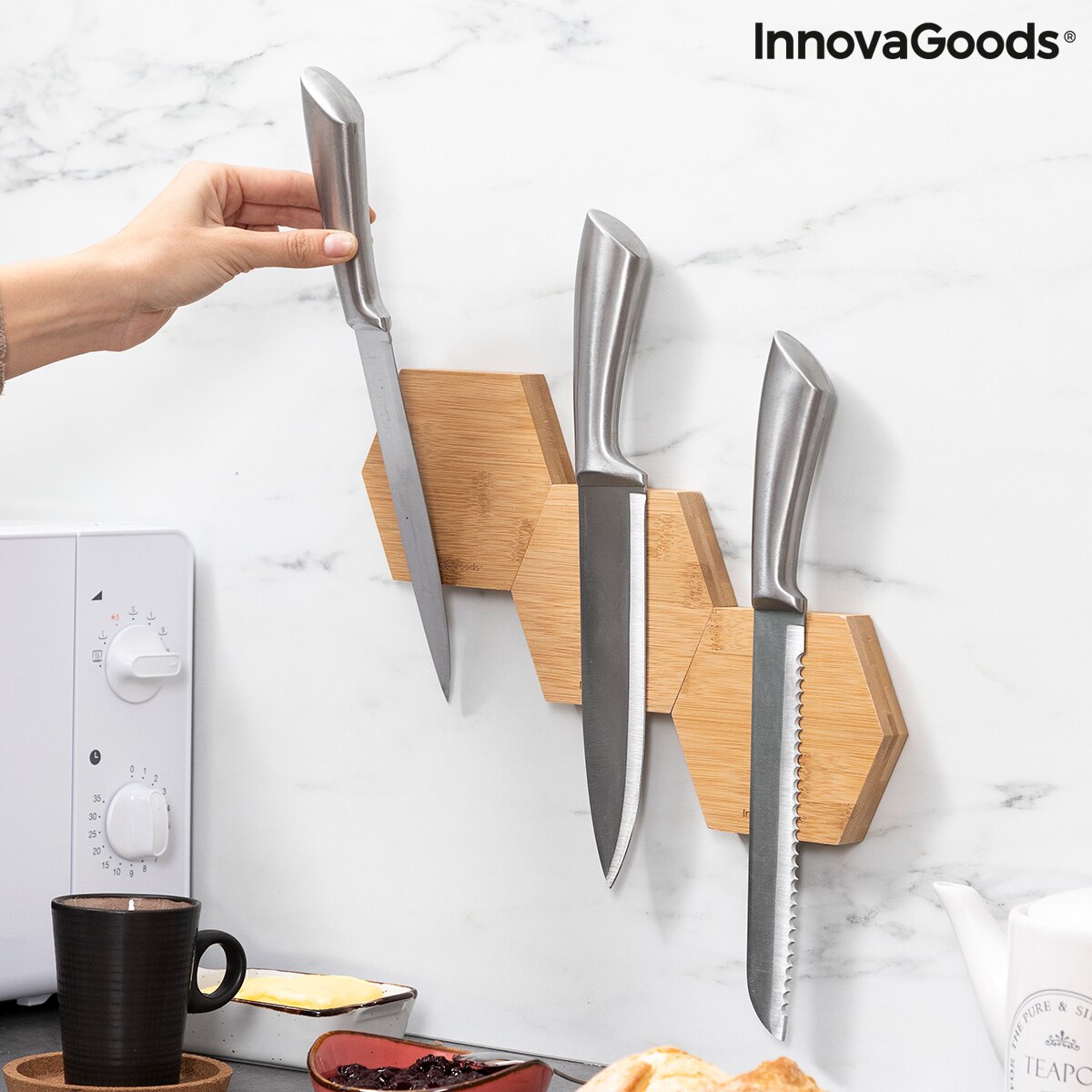 Soportes Adhesivos Magnéticos de Bambú Magbu InnovaGoods Pack de 3 uds