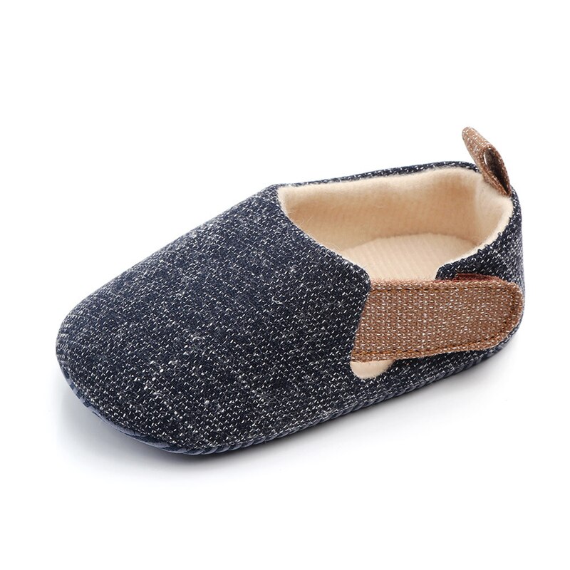 Chaussures souples en toile pour bébé,souliers pour enfant, -né, garçon, en tissu, intérieur, extérieur, semelle antidérapante, premiers pas, printemps, automne,: Navy blue / 0-6 mois