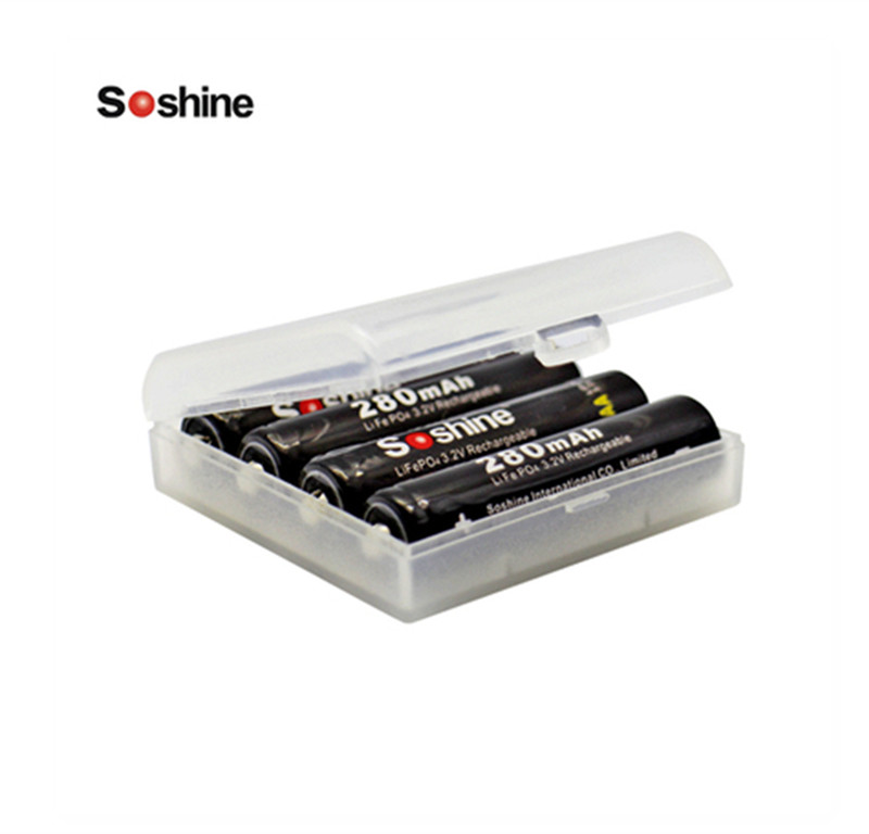 4 stücke Soshine 10440 280 mAh 3,2 V LiFePO4 Wiederaufladbare AAA Batterie + Tragbare Batterie Kasten + 2 stücke Batterie anschlüsse