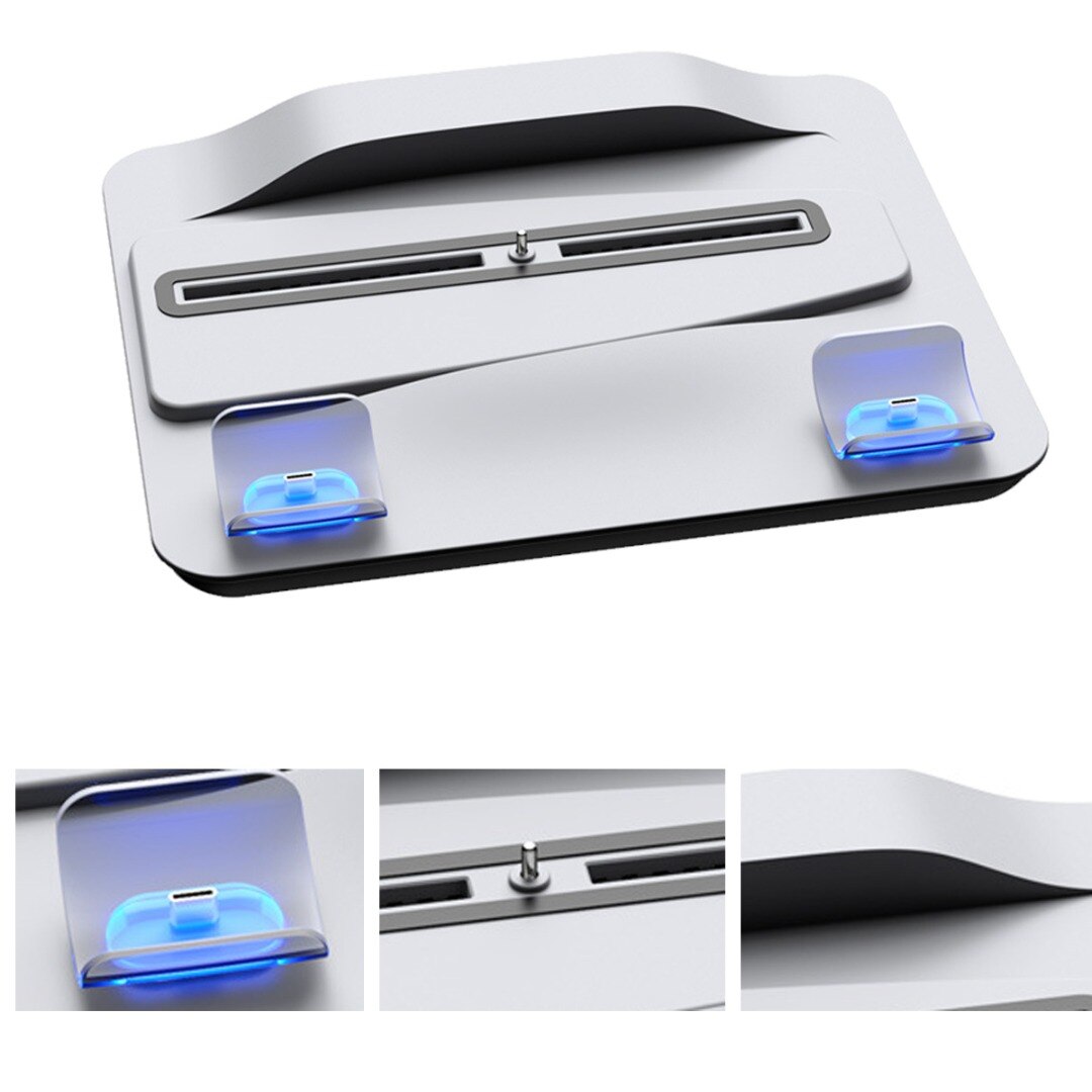 MAYITR 1pc Game Handle Vertical Stand Base Bracket Dual Controller Gamepad Console Charging Station With Cooler Fan