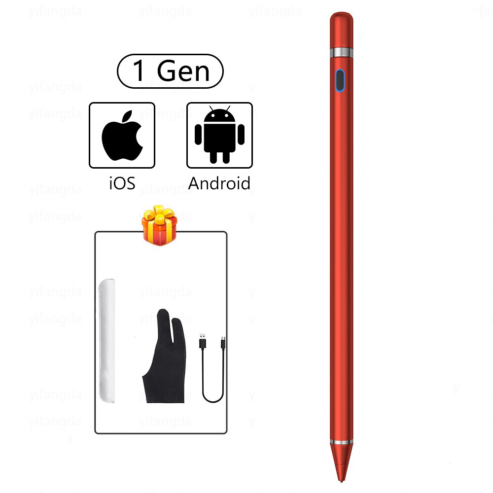 Stylet tactile universel pour téléphone portable, adaptable sur tablette, iOS, Android, Huawei, Samsung, Xiaomi, Apple, iPad: Red  02