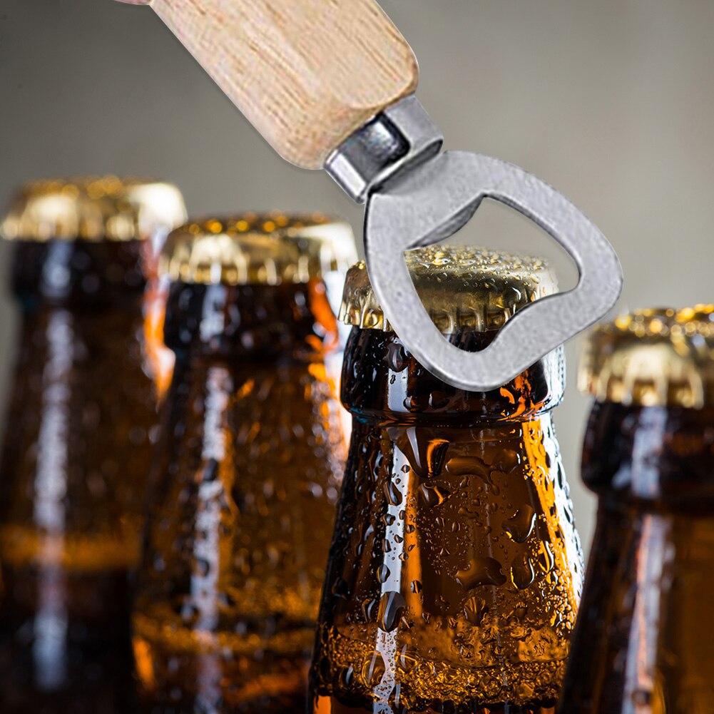 Abridor de botellas con mango de madera de 6 uds, abridor de latas de cerveza, herramientas de apertura, utensilio de cocina , abridor de botellas, sacacorchos