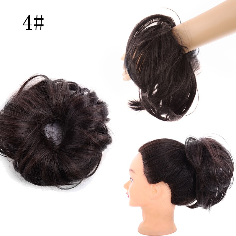 JINKAILI-Chignon à donuts souple élastique | Chignon synthétique en forme de toupet, chouchou enroulé pour Extension queue de cheval pour femmes: Couleur naturelle