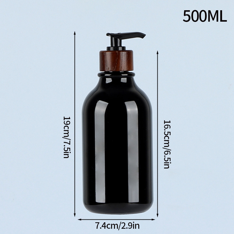 300/500ml sjampo dispenser beholder dusjsåpe balsam baderom vanntett forhåndsmerket påfyllbar sjampoflaske såpe: Mørk khaki