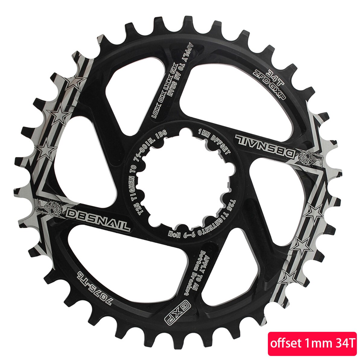 Bike Single Speed Chainring Direct Mount Narrow Wide Aluminum Chainring Round 28T-40T Chainwhee For SRAM GXP Crank gx xx1 X1 x9: 34T Offset 3MM
