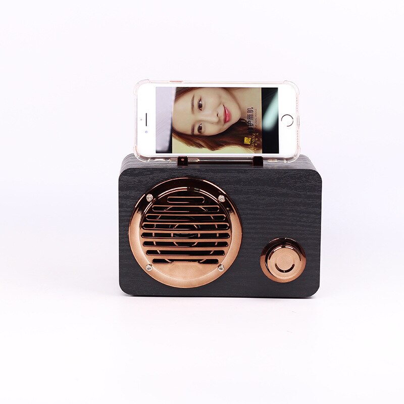 FT3001 Houten Retro Bluetooth Speaker Audio Draagbare Outdoor Speaker Smart Computer Audio: Black wood grain