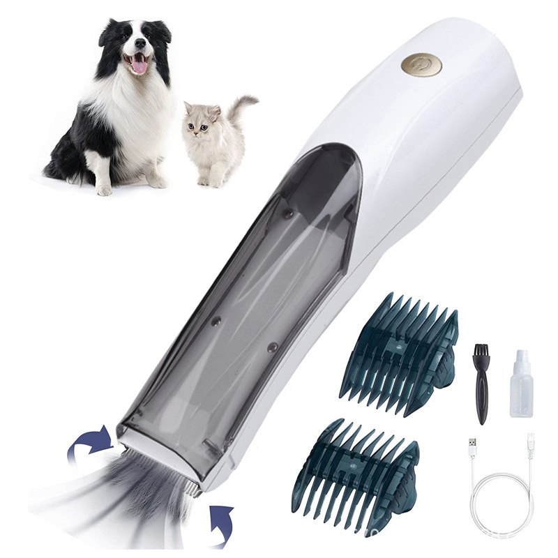 Máquina de cortar cabelo portátil a vácuo para animais de estimação, interruptor de 3 velocidades, recarregável, removedor de pelos de cães, pelos de cães e gatos, tesoura elétrica